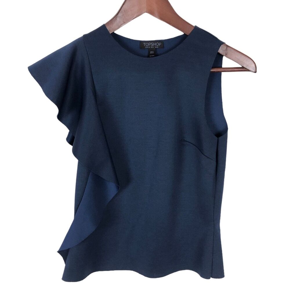 Topshop Navy Blue Sleeveless Shirt Tank Women's Size 4